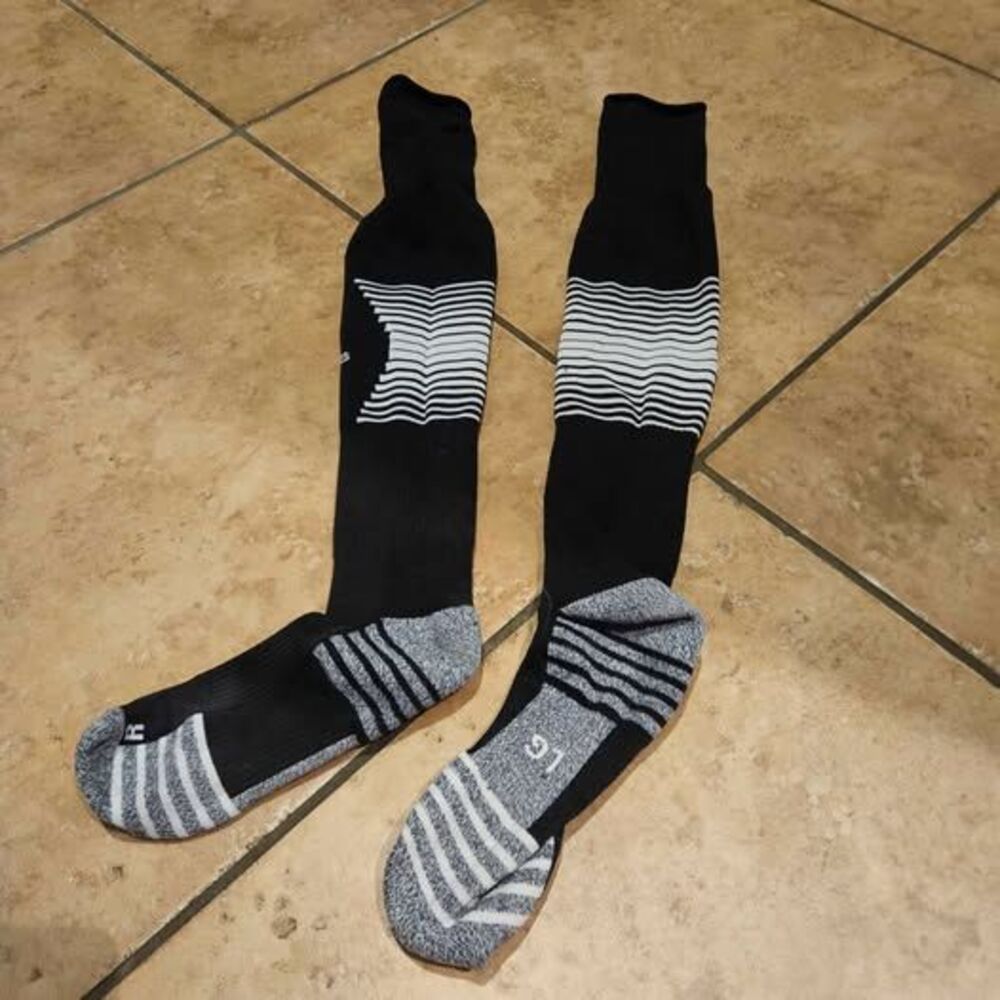 Adidas Team Speed Soccer OTC Socks - Size L - NWT - Black / White